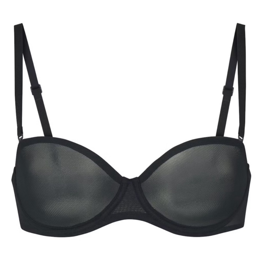 SKIMS - Ultra Fine Mesh Underwire Strapless Bra Onyx Black 34DD | New - Picture 2 of 5
